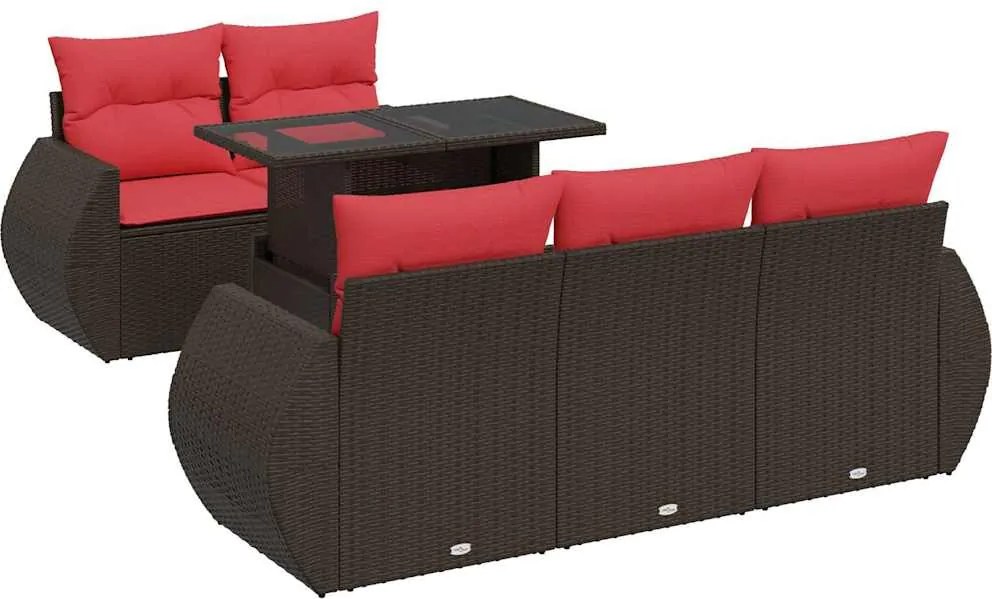 vidaXL Set canapele de grădină cu perne, 6 piese, maro, poliratan