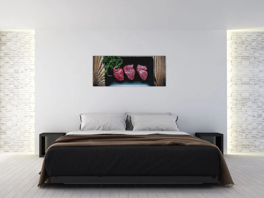 Tablou cu carne pe farfurie (120x50 cm)