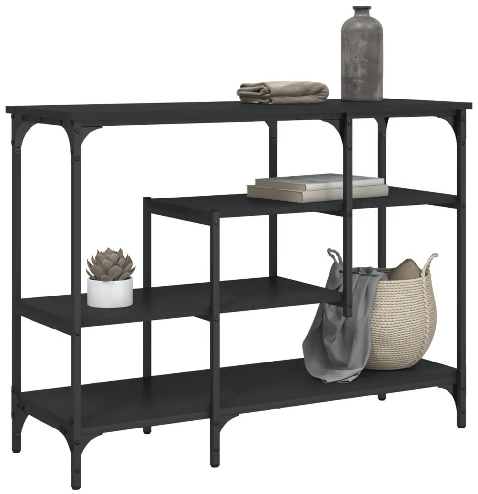 vidaXL Măsuță consolă cu rafturi, negru, 100x35x75 cm