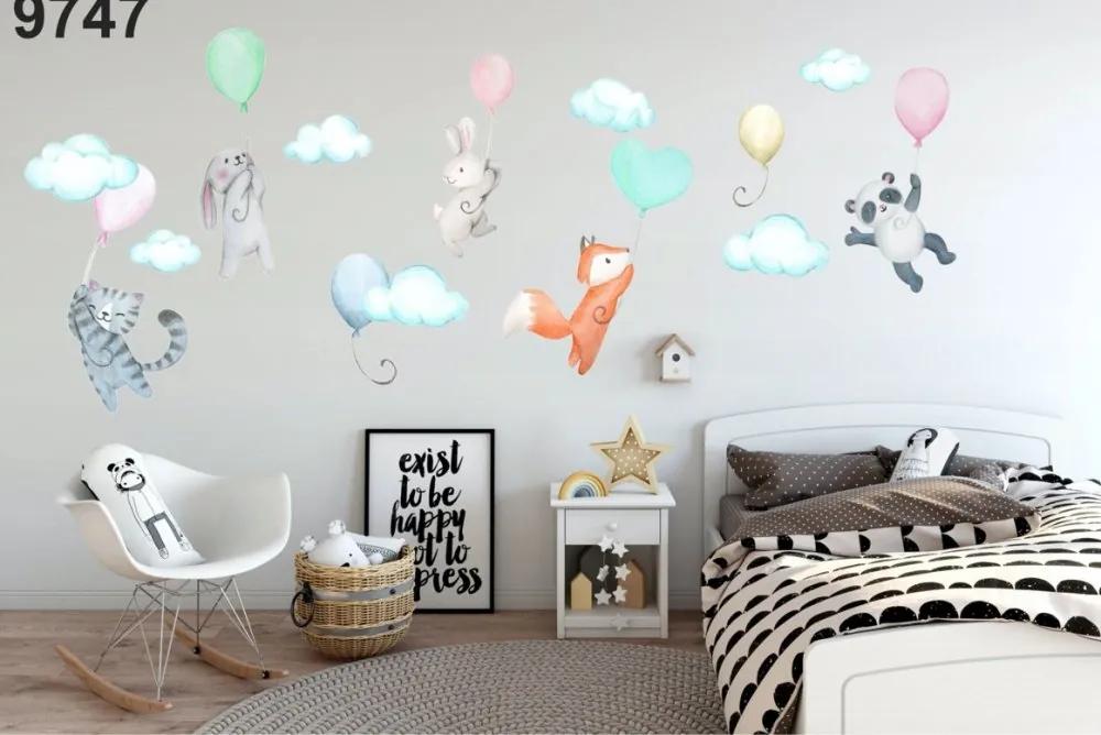 Autocolant decorativ de perete pentru copii Animale Cu Baloane 60 x 120 cm