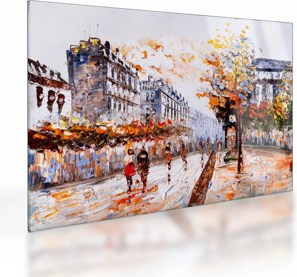 Tablou pe sticlă - Viața în oraș (70x50 cm)