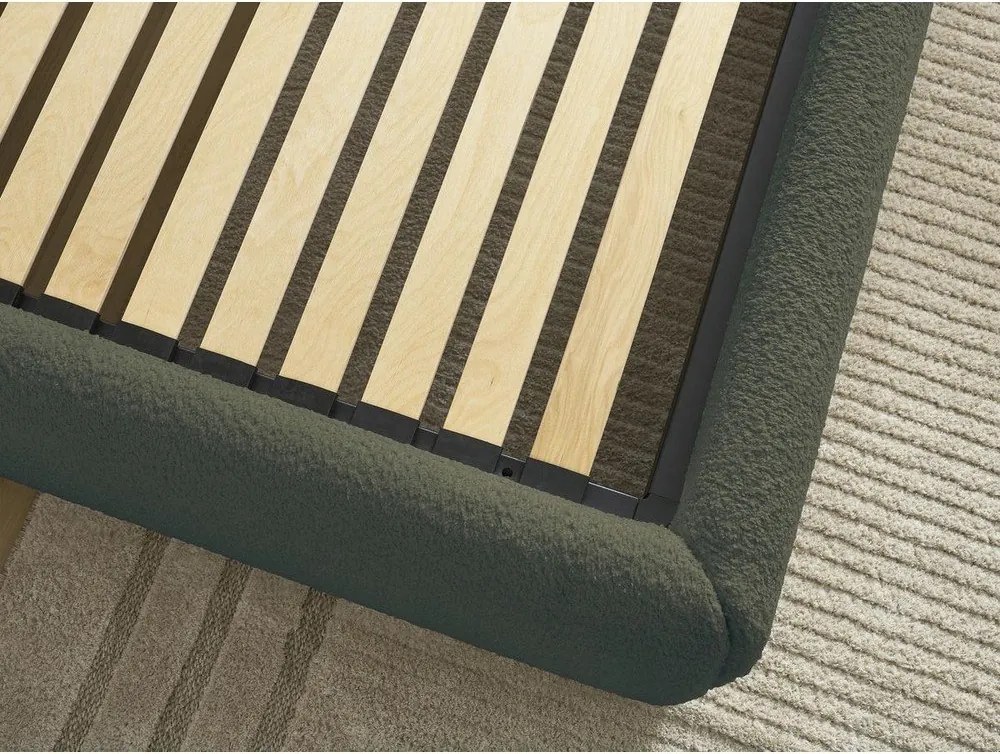 Pat matrimonial verde închis tapițat cu spațiu de depozitare/fără tăblie cu somieră 160x200 cm Inera – Bobochic Paris