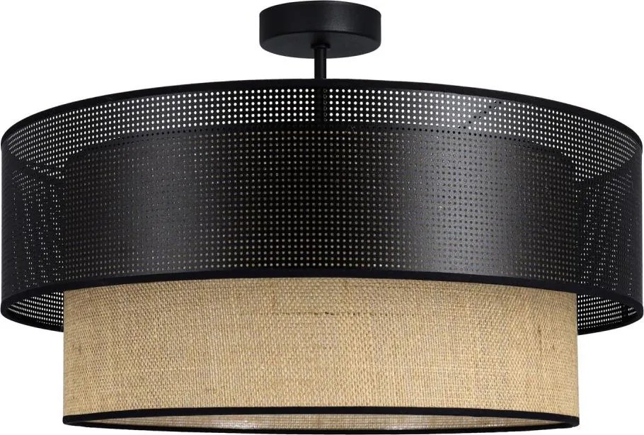 Plafonieră aplicată BORHO, 1x E27/60W/230V, Ø 50 cm, negru/jută