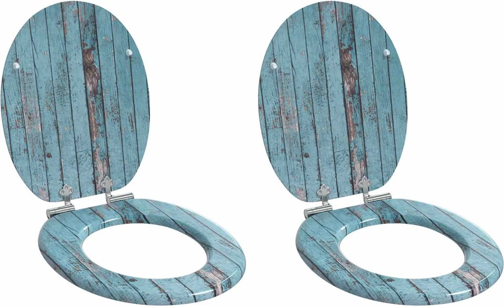 vidaXL Capac de toaletă cu închidere lentă 2 pcs albastru 44 x 38 cm