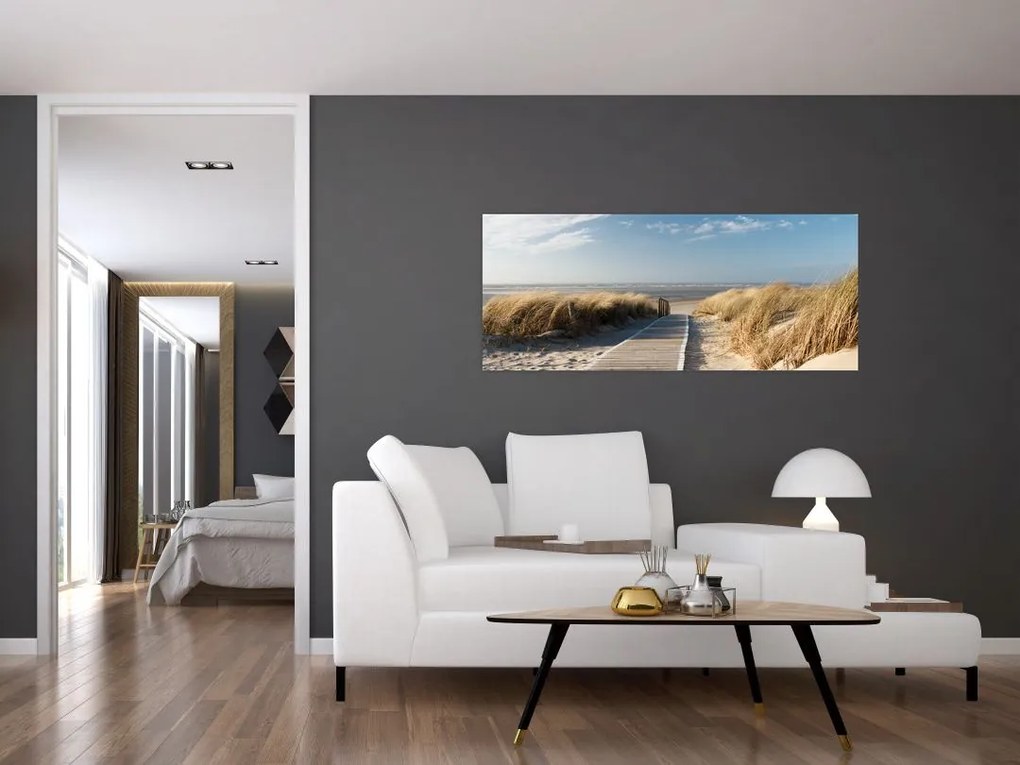 Tablou - Plaja cu nisip de pe insula Langeoog, Germania (120x50 cm)
