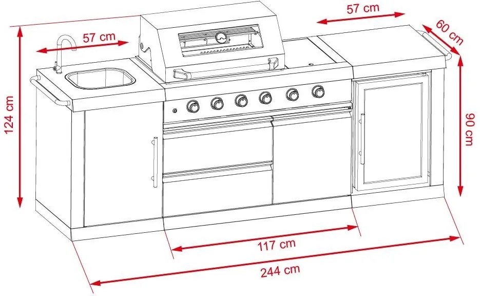 Bucătărie de grădină cu grill și frigider Avenberg TRINITY