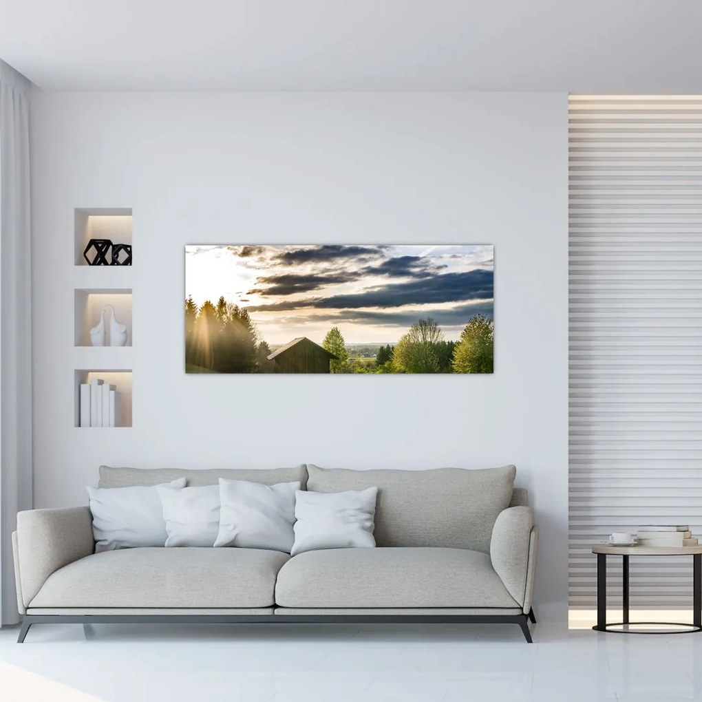 Tablou cabana în pădure (120x50 cm)