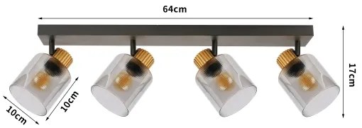 Brilagi - Plafonieră HYGGE cu 4 spoturi, 4xE14/15W/230V, negru/fumuriu