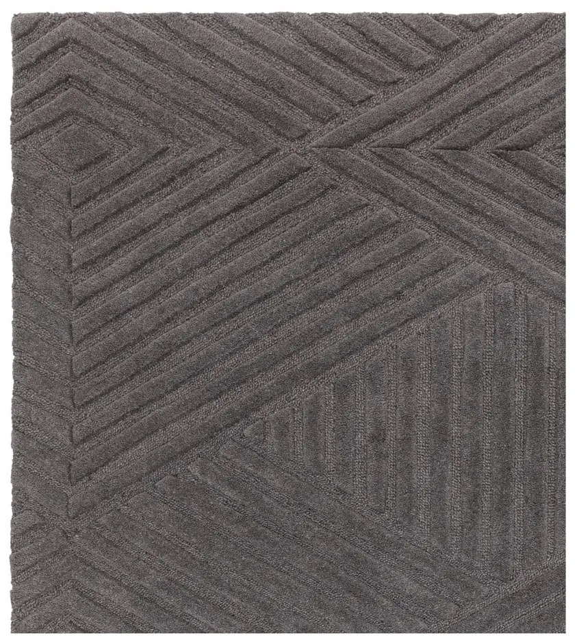 Covor gri antracit din lână 160x230 cm Hague – Asiatic Carpets