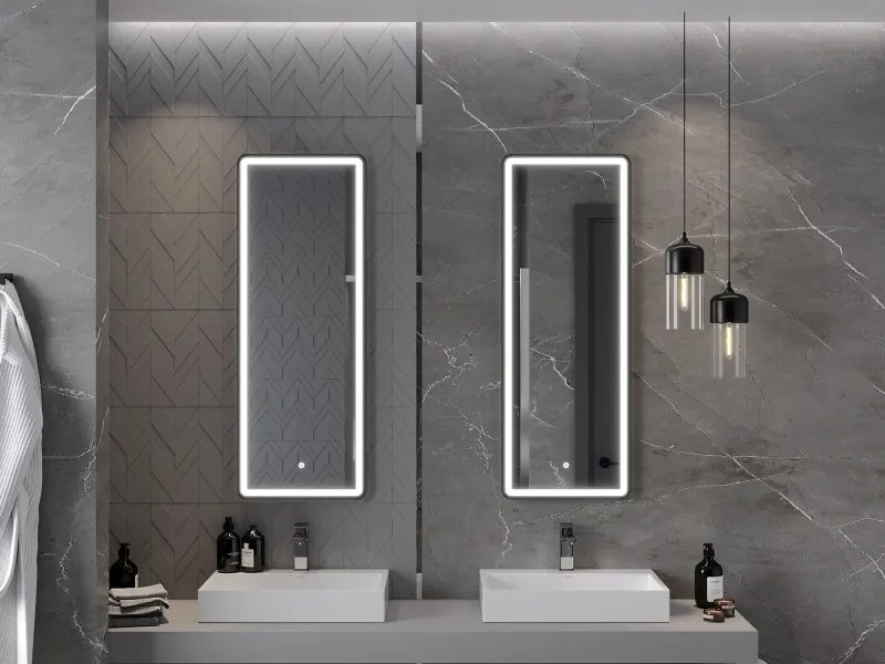 Mexen Coro oglindă de baie iluminată 45 x 120 cm, LED 6000K, anti-aburire, ramă neagră - 9817-045-120-611-70
