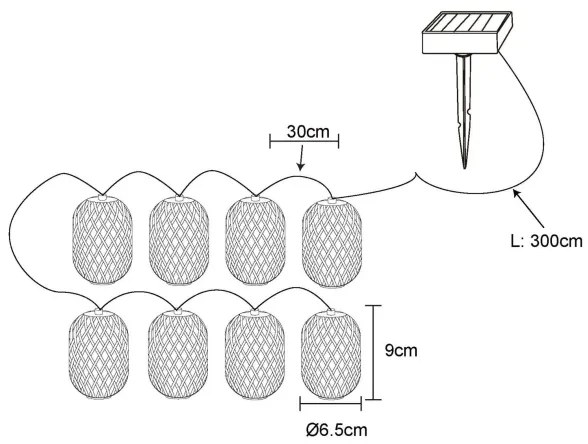Globo 36129-8 - Șir solar LED 650 cm, 0,06W, 3V, IP44