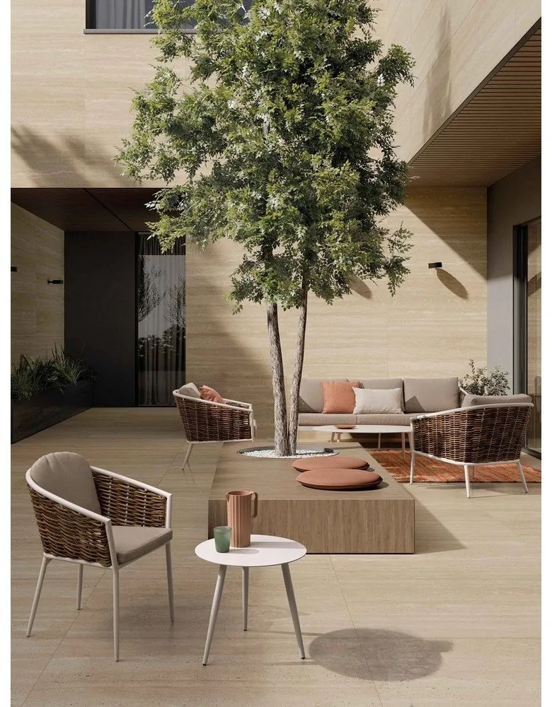 Scaun de grădină alb din metal Maribela – Bizzotto