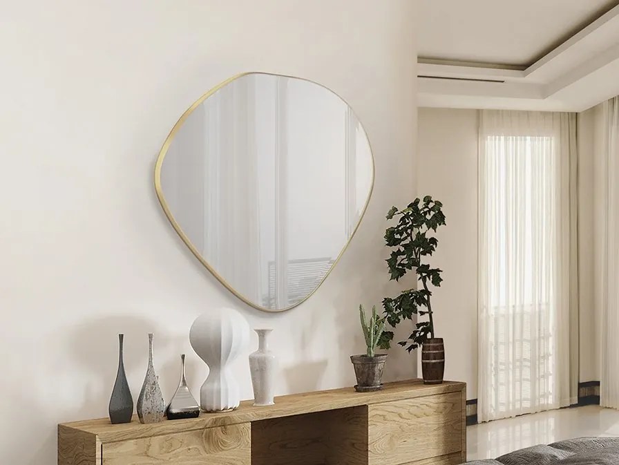 Oglinda decorativa ovala 80x80cm Mimo, aurie