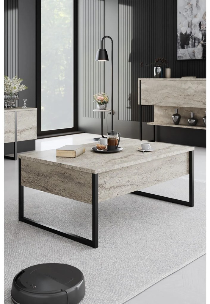 Mobilier living Luna set (Travertin + Negru) . 1102331