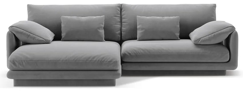 Colțar gri deschis cu tapițerie din catifea (cu colț pe partea stângă /cu șezlong) Torino – Micadoni