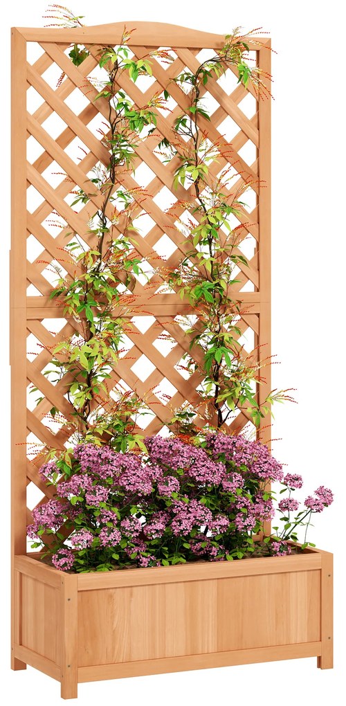 Outsunny Jardinieră cu Grilaj pentru Plante Cățărătoare și Bază Spațioasă, 76x36x170 cm, Maro | Aosom Romania