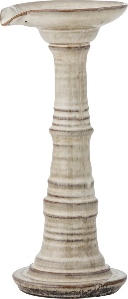 Sfeșnic din ceramică, gri, siluetă sculpturală, glazură reactivă cu nuanțe unice, 25 x 11,5 cm, „Rigby”