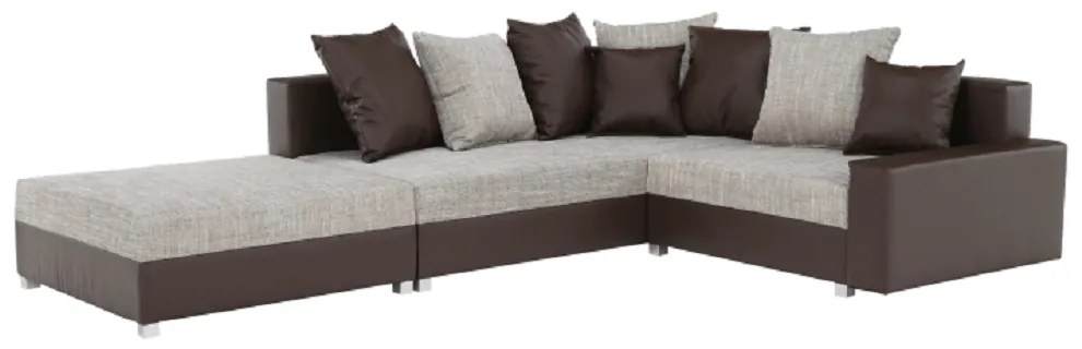 Colţar, S, piele eco maro/textil maro, PETRANA NEW
