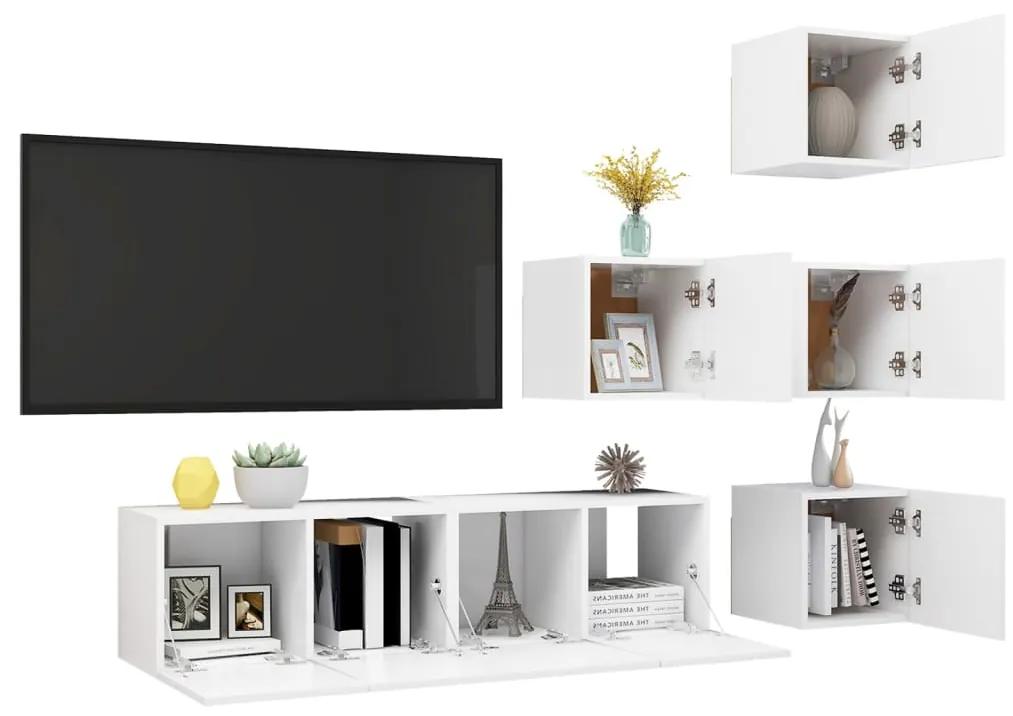 Set de dulapuri TV, 6 piese, alb, PAL Alb, 60 x 30 x 30 cm, 1