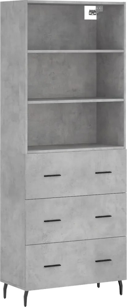 vidaXL Dulap înalt, gri beton, 69,5x34x180, lemn compozit