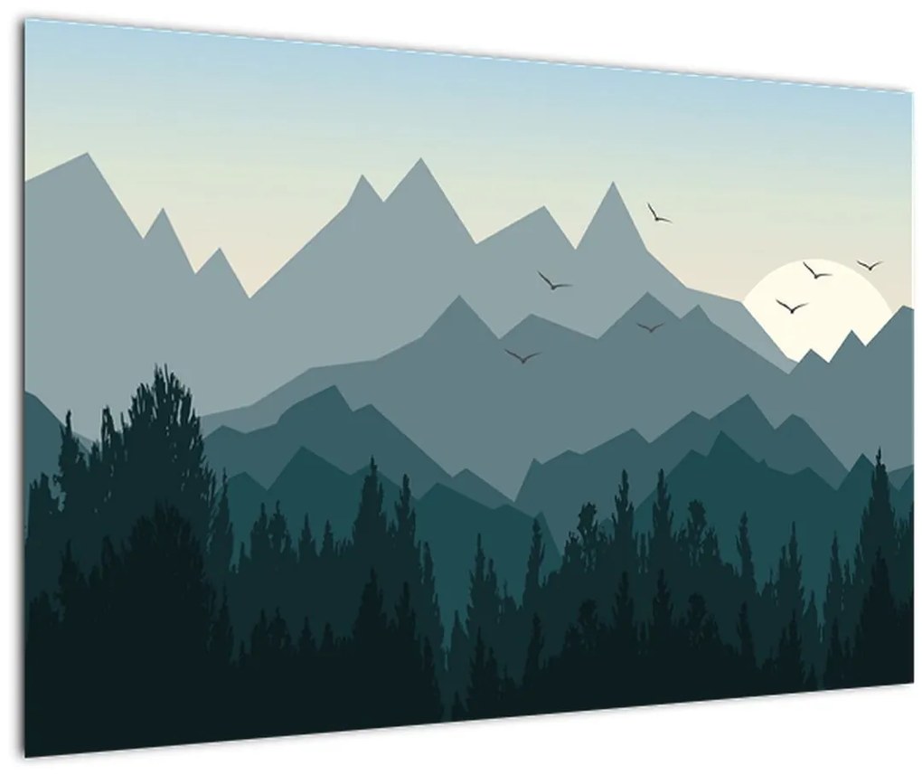 Tablou - Munții cu privirea graficeanului (90x60 cm)