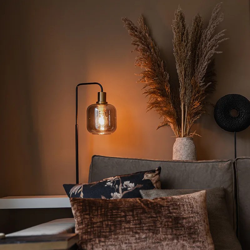 Lampa de masă de design neagră cu sticlă aurie și fum - Zuzanna
