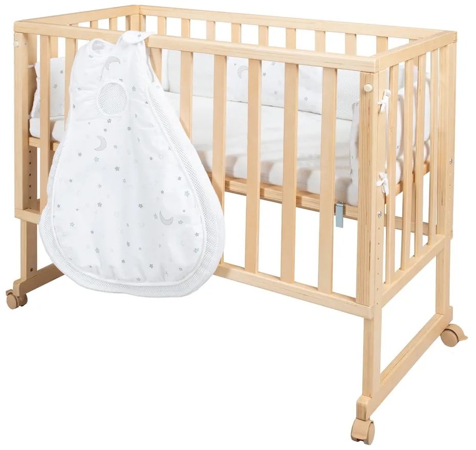 Pătuț în culoare naturală cu roți 90x45 cm Star Magic – Roba