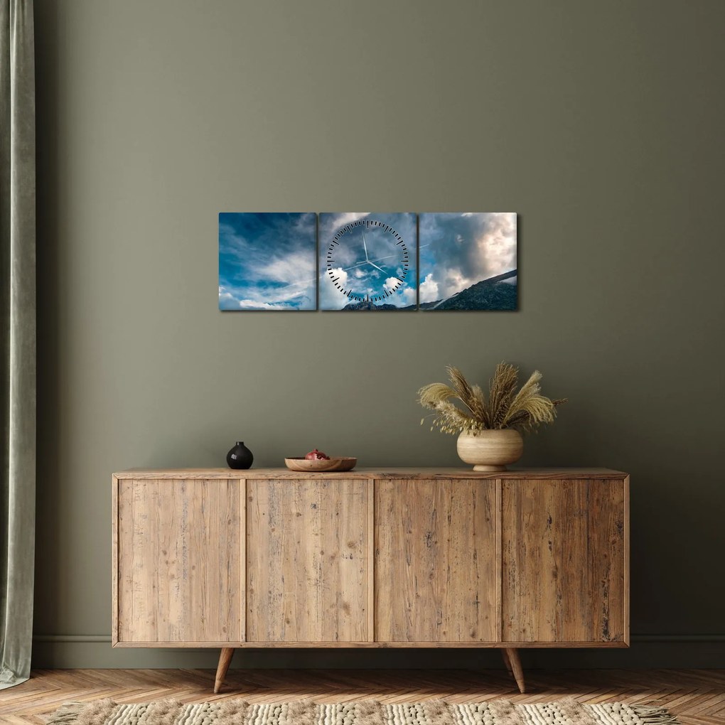 Tablou cu munții (cu ceas) (90x30 cm)