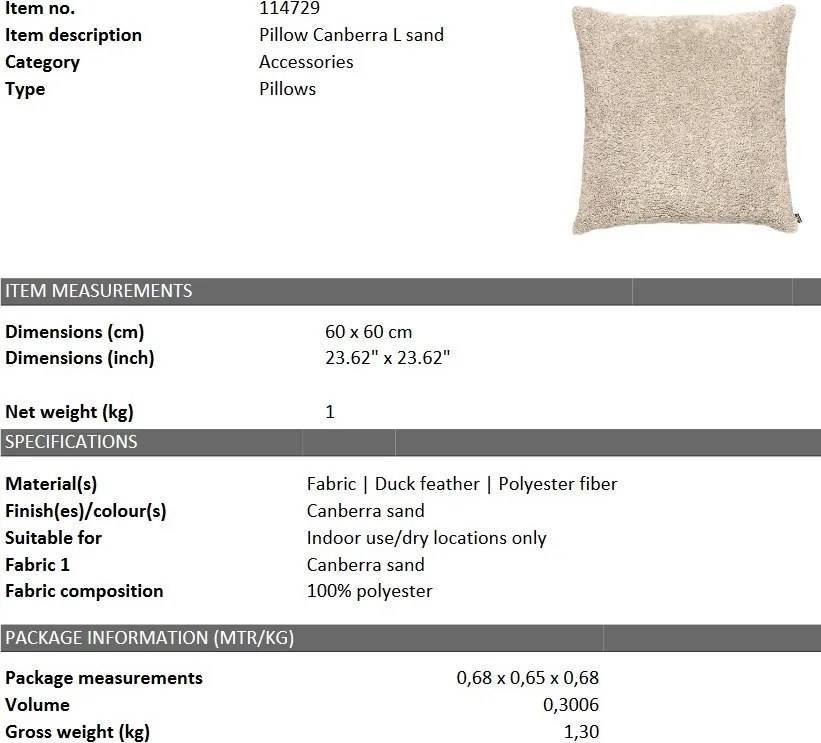 Perna decorativa LUX 60x60cm, Canberra Sand L 114729 HZ