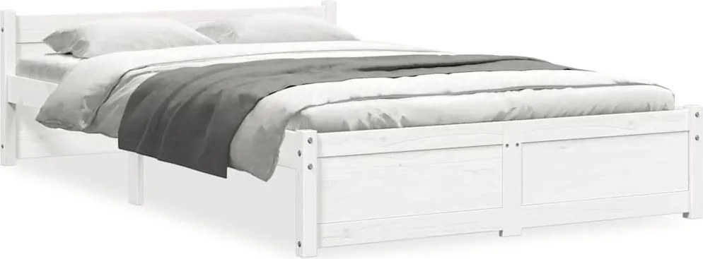 vidaXL Cadru de pat, alb, 120x200 cm, lemn masiv de pin