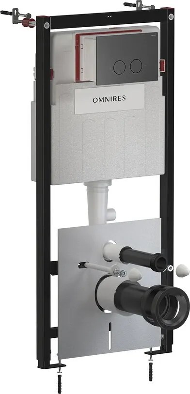 Rezervor incastrat Omnires StrongFrame pentru vas WC suspendat si clapeta de actionare Steel-R45 finisaj grafit periat