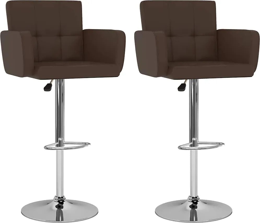 vidaXL Scaune de bar, 2 buc., maro, piele ecologică