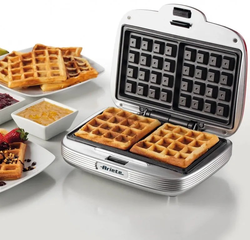 Aparat preparare vafe/gofre Ariete PARTY TIME 1973/00, 700W, Acoperire neaderenta, 2 placi, Blocare, Rosu