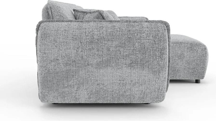 Colțar gri deschis cu tapițerie din chenille (cu colț pe partea dreaptă/cu șezlong) Nelia – Ropez