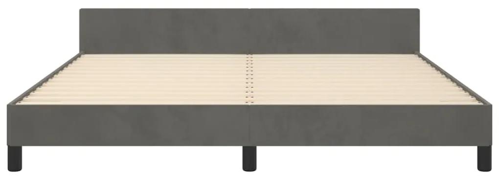 Cadru de pat cu tablie, gri inchis, 160x200 cm, catifea Morke gra, 160 x 200 cm, Benzi orizontale