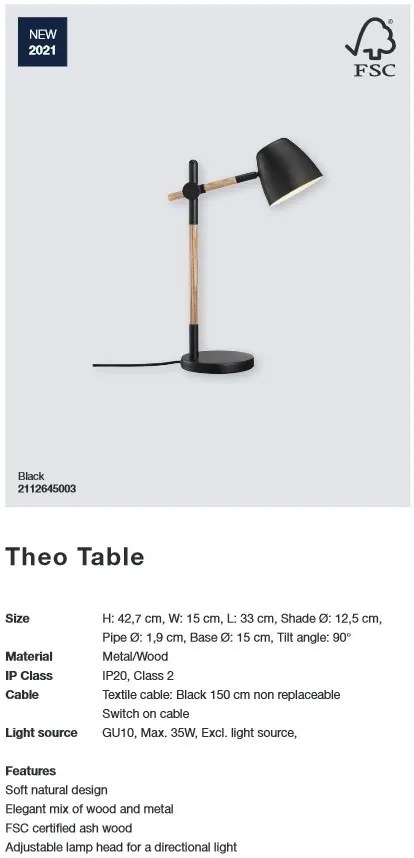 Veioza, lampa de masa design modern THEO 2112645003 NL