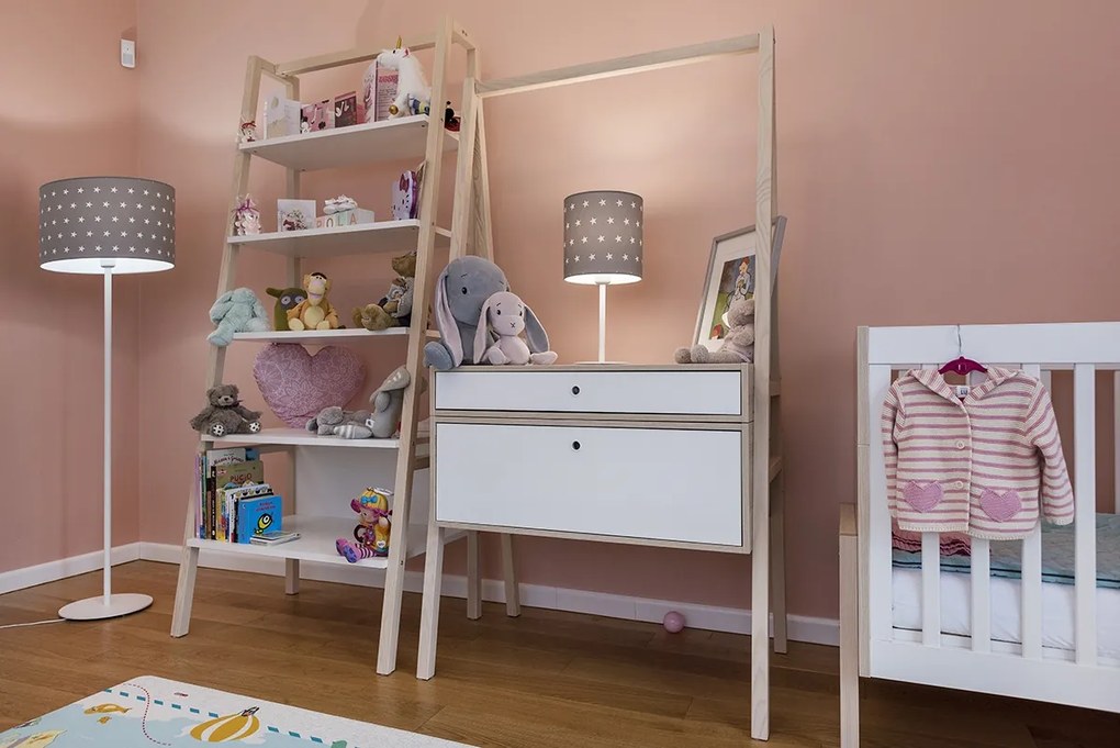 Lustra/Pendul pentru camera copii MAGIC alba cu stele gri