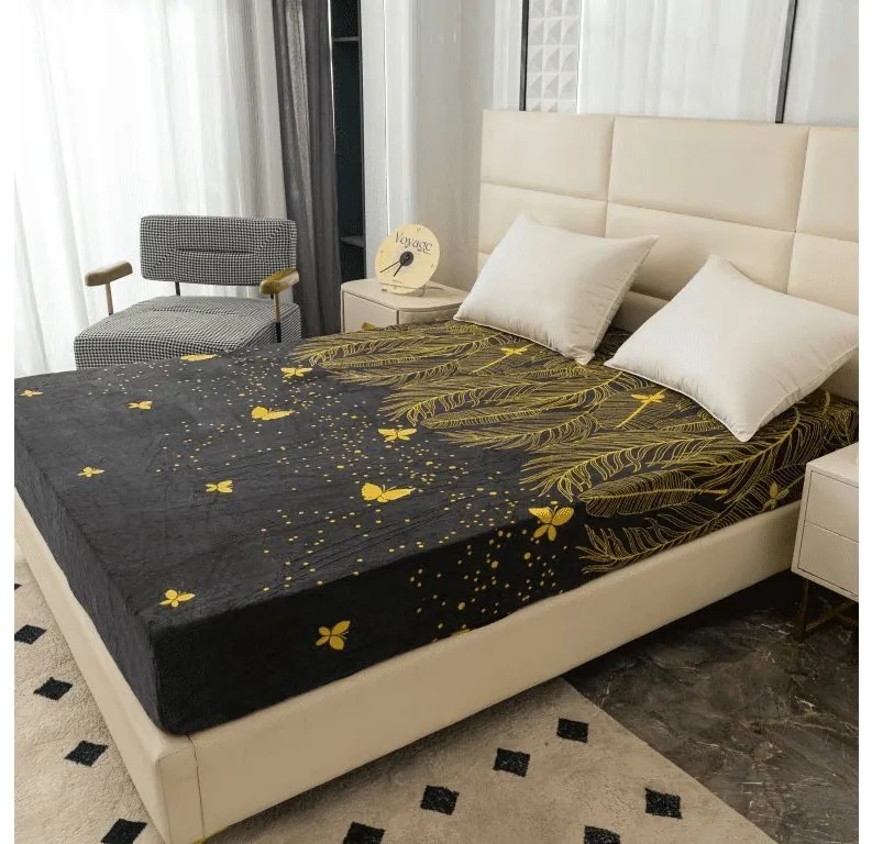 Cearsaf Cocolino microplus cu elastic VISATA 180x200 cm negru