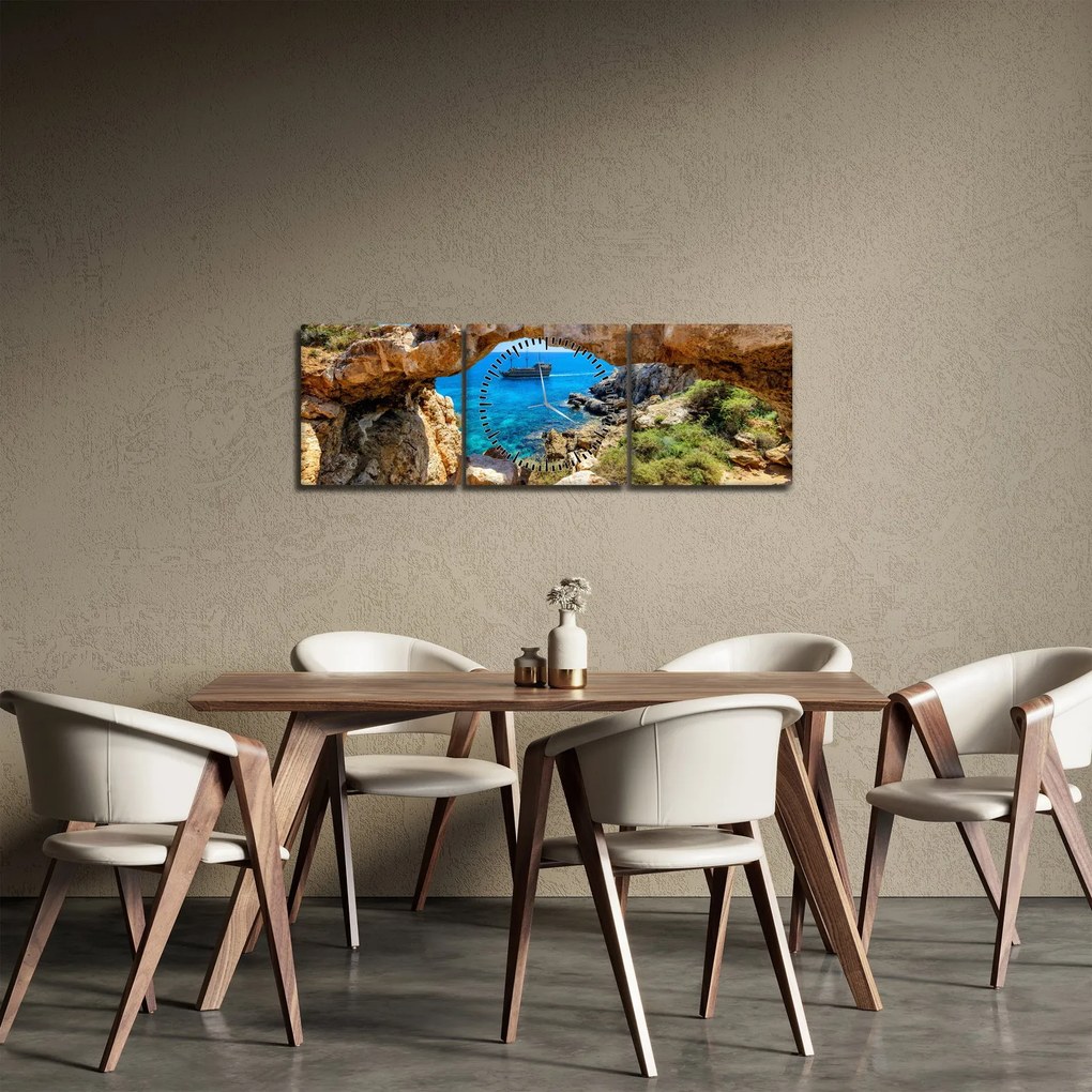Tablou - Capul Greco (cu ceas) (90x30 cm)