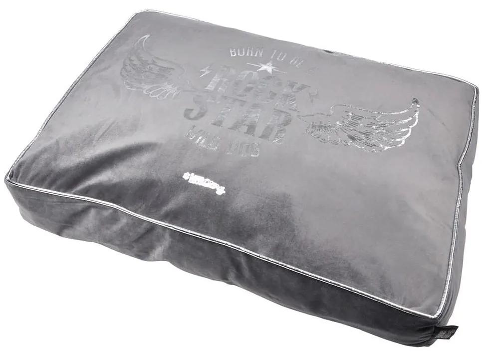 Culcuș modern pentru cîine culoarea gri cu imprimeu 80x60cm 80x60