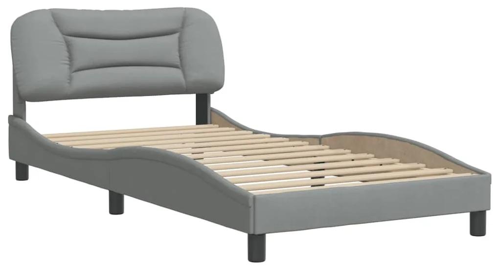 3207751 vidaXL Cadru de pat cu tăblie, gri deschis, 100x200 cm, textil