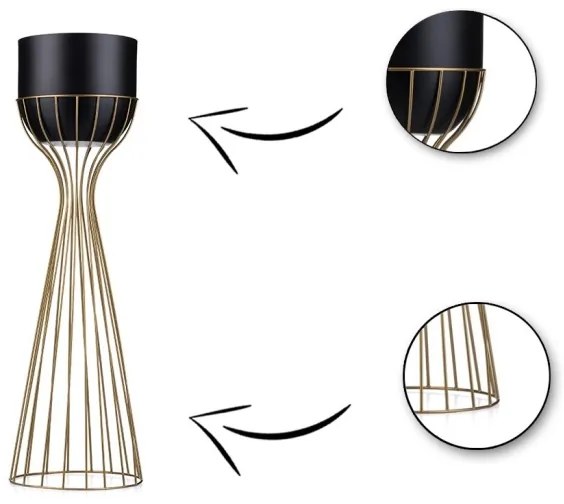 Ghiveci metalic de flori LOFT 68x20 cm auriu/negru