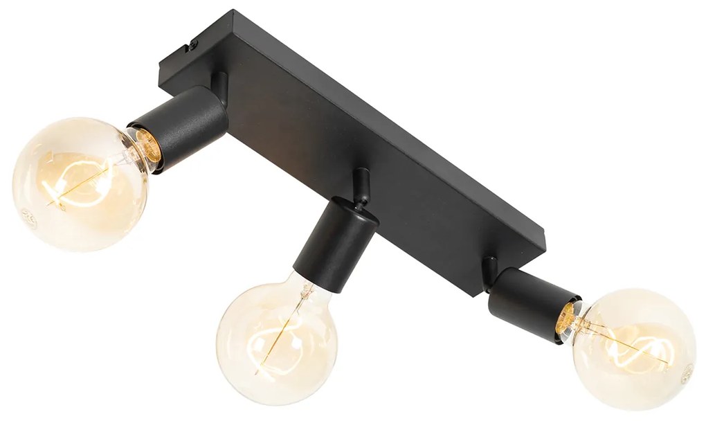 Spotlight modern negru dreptunghiular cu 3 lumini - Facil