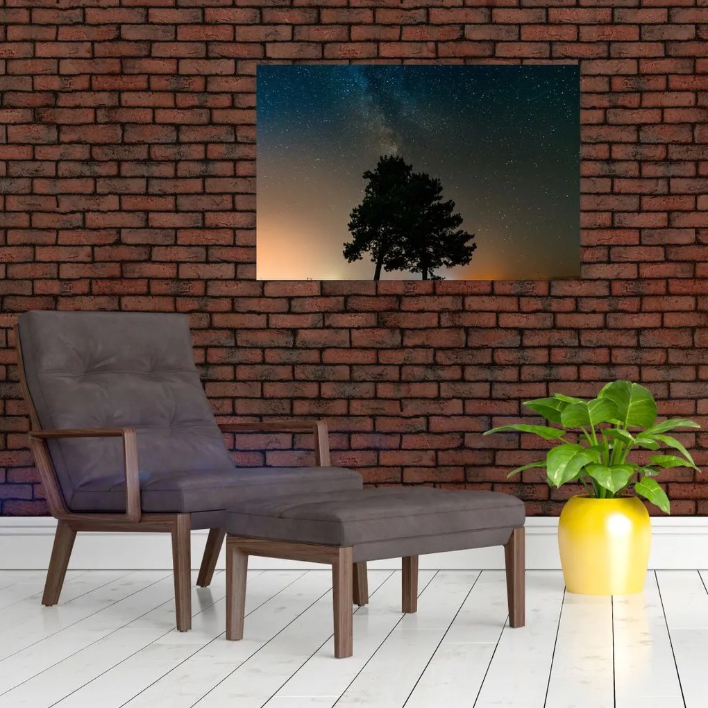 Tablou cu cerul nocturn și copaci (90x60 cm)