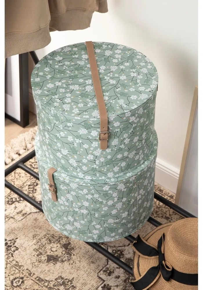 Cutii de depozitare verde-deschis 2 buc. din carton cu capac ø 37,5x25,5 cm Rut Paper Laminate – Bigso