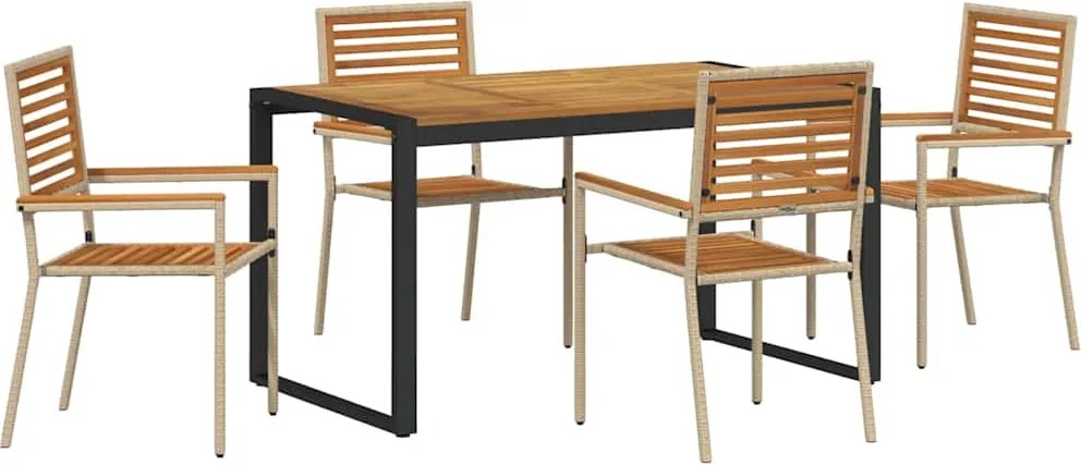 vidaXL Set de masă pentru grădină 5 pcs Bej și Maro poliratan