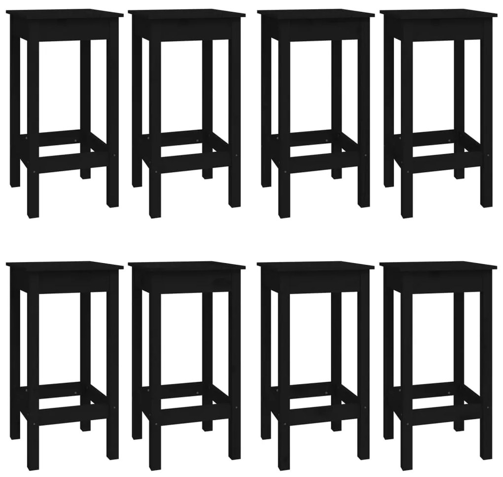 Set mobilier de bar, 9 piese, negru, lemn masiv de pin