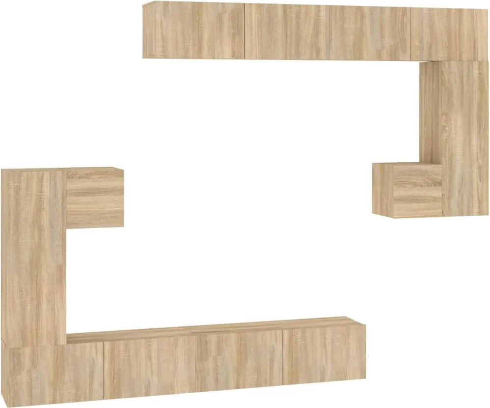 vidaXL Dulap TV montat pe perete, stejar sonoma, lemn prelucrat