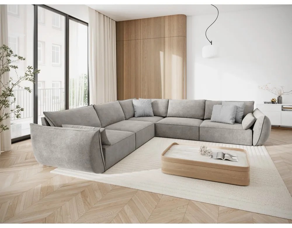 Colțar gri deschis (cu colț variabil) Vanda – Mazzini Sofas