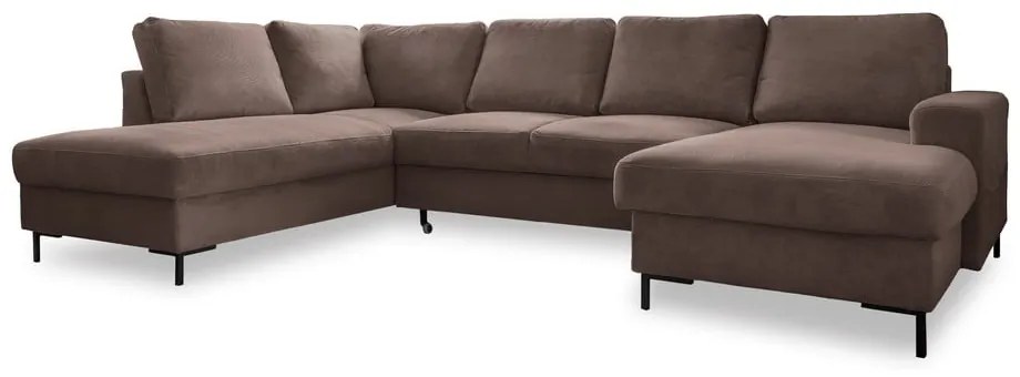 Colțar maro extensibil cu tapițerie din catifea reiată (cu colț pe partea stângă ) Lofty Lilly – Miuform